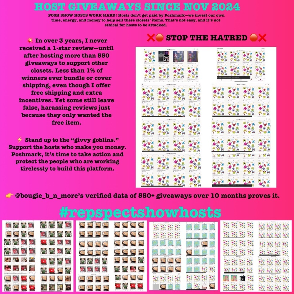 HOST GIVEAWAYS POSH SUPPORT YOUR HARD WORKING HOSTS #stopthegivvygoblinMAHAM